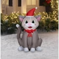 thumbnail image 2 of Gato atigrado inflable navideño con gorro de Santa y LED de 89 cm, 2 of 4