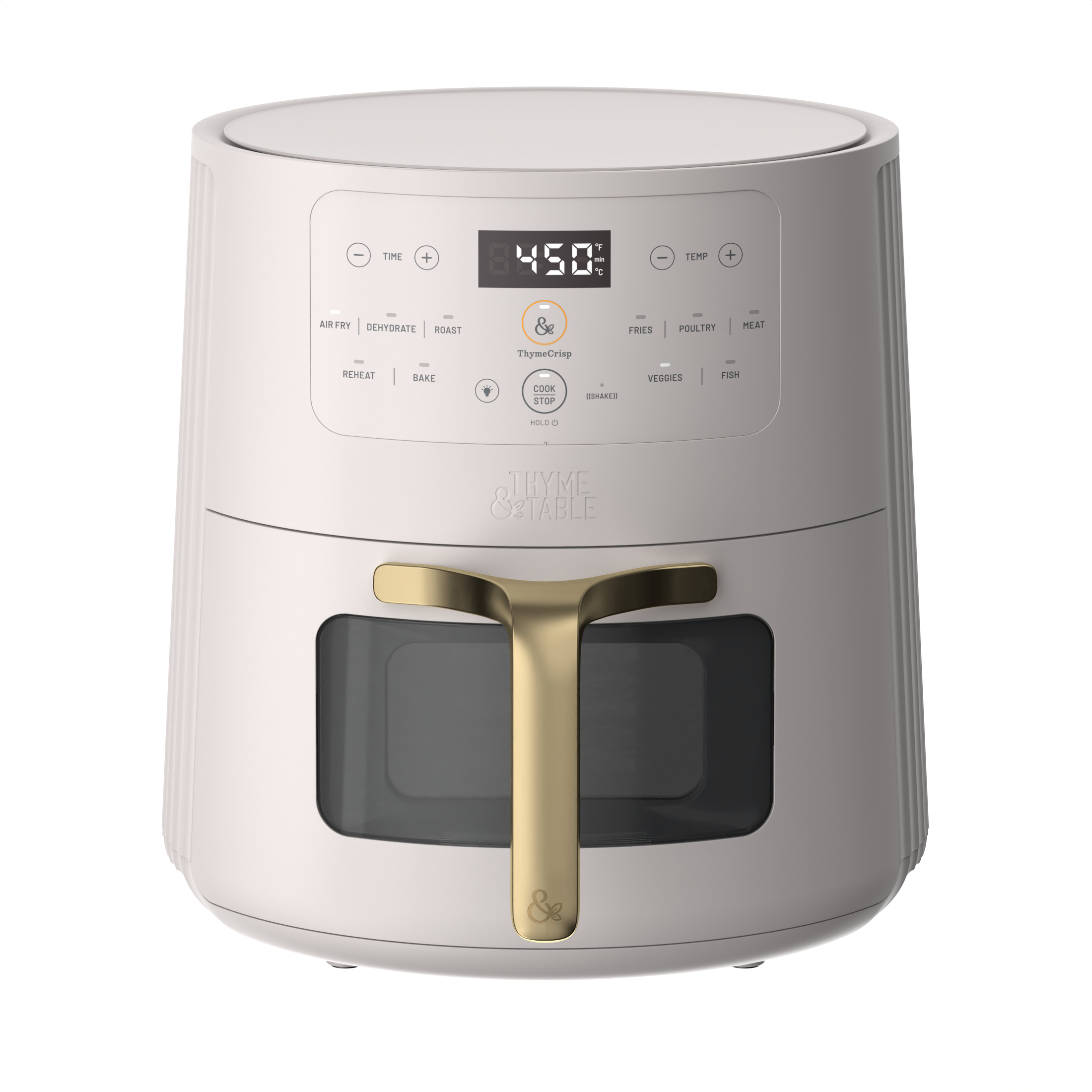 Thyme & Table 6QT Air Fryer, with ThymeCrisp™ and Ceramic-Coated Nonstick Basket, Sand White