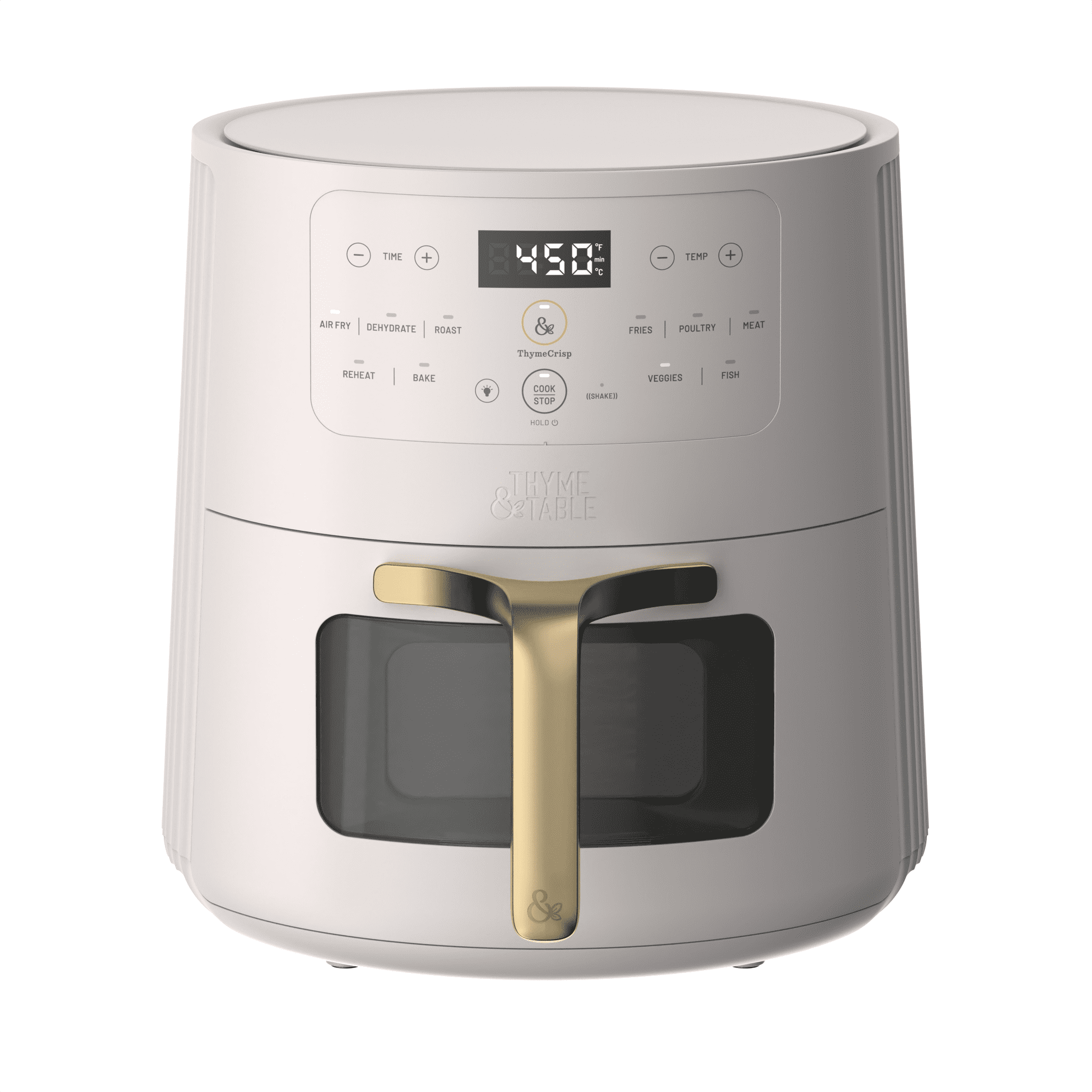 Thyme & Table 6 Quart Air Fryer with Ceramic-Coated Nonstick Basket, Sand White