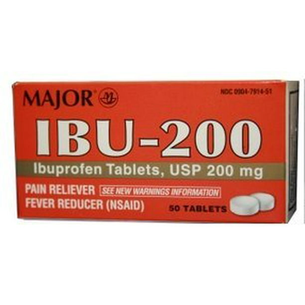 Major Ibuprofen Tablets, OTC Medicine for Body Pain, 200 mg 50 Ct