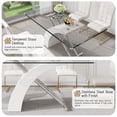 thumbnail image 5 of 63" Modern Glass Dining Table for 6, Rectangular Tempered Glass Top and X-Shape Base for Dining Room, Home Office, Meeting, 5 of 7
