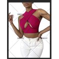 thumbnail image 1 of Wangscanis Women's Criss Cross Sleeveless Solid Color Cutout Crop Tops, 1 of 2