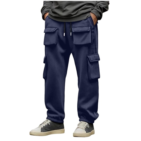 Mens Cargo Joggers Pants Multi Pockets Lightweight Athletic Elastic Waist Cargo Sweatpants Tapered Workout Pants