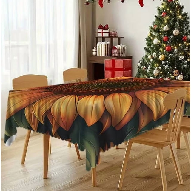 Dining Table Cloth Every Meal Sunflower Table Cloth Is Waterproof and Wrinkle Resistant, Suitable for Any Occasion0