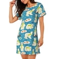 thumbnail image 2 of Pofeuu Cute Polar Bear Fishing Print Women's Loose Fit Short Sleeve Nightgown, Comfortable Sleep Dress for Women, Casual Lounge Sleepwear, Soft Cotton Sleep Dress, 2 of 6