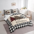 thumbnail image 4 of Homewish Leopard Print Xmas Tree 7 Pieces Bedding Comforter Set,Merry Christmas Full Bedding Set,White Black Plaid Fitted Sheet Flat Sheet For Girls Kids,Super Cozy Room Decor, 4 of 9