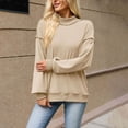 thumbnail image 6 of VEKDONE Women's Mock Neck Sweatshirt Oversized Long Sleeve Loose Fit Pullover Top Solid Color Lightweight Comfy Lounge Sweatshirts Beige S, 6 of 8