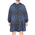 thumbnail image 2 of Wearable Oversized Blanket,Dark Blue Christmas Snowflake Pattern Wearable Blanket Hoodie for Adults,Cozy Hooded Blankets with Super Pockets,Super Warm Fuzzy Pullover for Women & Men, 2 of 6