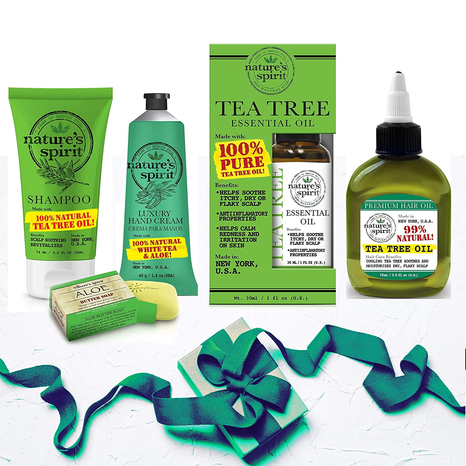Nature's Spirit Tea Tree Oil Bath, Hair and Body 5PC Spa Gift Set