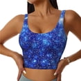 thumbnail image 2 of Haiem Blurred Star Snow Christmas Pattern Womens Sports Bra - U Neck Padded Low Impact Yoga Bra Workout Crop Top Gym Moisture-Wicking Workout Vest -X-Large, 2 of 9