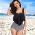 thumbnail image 4 of Women's Bathing Suit 2-piece Bikini Sets High Waist Bikini Sets Padded Ruffle Strappy Swimsuits Sets for Women, 4 of 4
