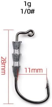 ABPETE 40 pcs Fishing Weighted Worm Hooks for Soft Plastics Lures Jig Head Hooks Swimbait Bass