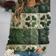 thumbnail image 4 of Craaazy Women's Green Shamrock Printed Long Sleeved Round Neck Cozy and Fashionable Sweatshirts Gifts, 4 of 5