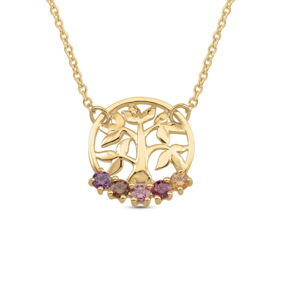 Personalized Tree of Life Birthstone Necklace in 10K and 14k Gold