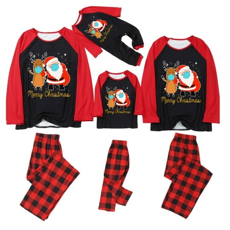 

REORIAFEE Matching Family Christmas Pajamas Set Men Daddy Print Blouse Tops and Pants Xmas Family Pajamas Loungewear Sleepwear Toddler XL