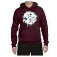 thumbnail image 2 of Wild Bobby, Mermaid Vibes Colorful Swimming Mermaids, Streetwear, Unisex Graphic Hoodie Sweatshirt, Maroon, 2XL, 2 of 3