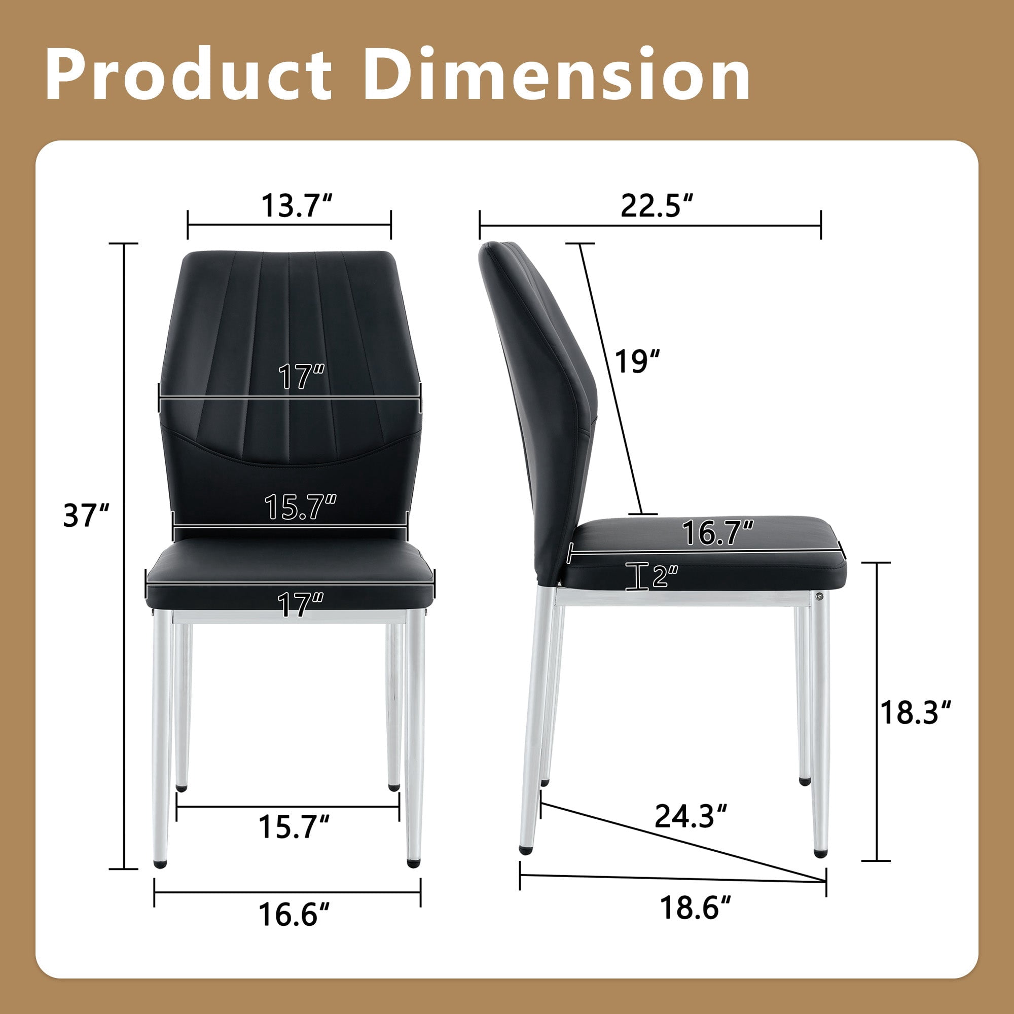 Sailvan Dining Chairs - 37 Inch Ergonomic PU Backrest