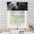 thumbnail image 3 of Horse Valance Rod Pocket Window Curtain for Kitchen Black and White Horse Couple Animals Privacy Window Valances for Living Room Kitchen 54 by 18 in, 1 Panel, 3 of 6