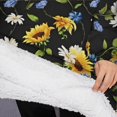 thumbnail image 3 of Oversized Wearable Blanket Hoodie,Black Multicolor Flower Sunflower Pattern Sherpa Blanket Hoodie with Super Pockets,Super Warm Fuzzy Pullover for Women & Men, 3 of 6