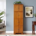 thumbnail image 4 of Leumius 72.4" Tall Storage Cabinet Tall Storage Cabinet with 8 Doors and 4 Shelves ,Bookshelf for Living Room, Kitchen, Dining Room, Office Oak, 4 of 9