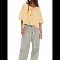 thumbnail image 2 of Suéter Corto con Botones Y2K para Mujer, Cárdigan de Color Liso con Cuello Redondo y Mangas , Top de Punto, Ropa de Calle. Amarillo S, 2 of 7