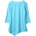 thumbnail image 3 of Women Round Neck Long Sleeves Blouse Loose Irregular Hem Casual Dress T-Shirt, 3 of 6
