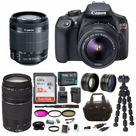 Canon EOS Rebel T6 DSLR Camera with 18-55mm and 75-300mm Lens Accessory Bundle