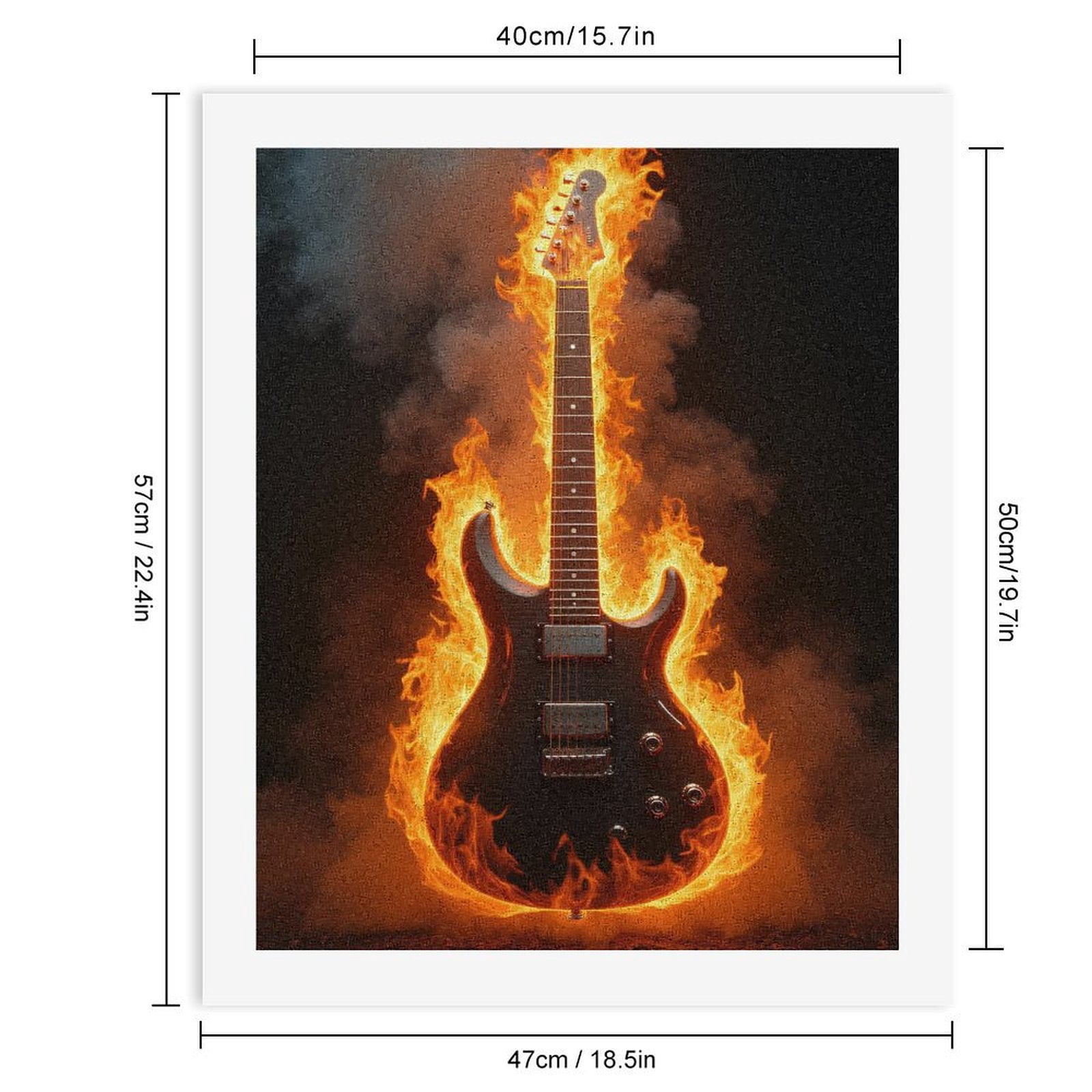 Paint By Numbers Kit for Adults Beginner - DIY Electric Guitar in Flames Canvas Painting Kits for Adults, Frameless Paint By Number for Adults for Home Wall Decor 16x20 Inch