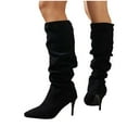 thumbnail image 2 of Fanxing Go-go Boots Knee High Boots for Women Gogo Boots 70s Boots,Leather Square Toe Chunky Heel Platform Dress Boots, Fashion Long Chunky Tall Gogo Boots for Fall, 2 of 5