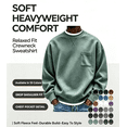 thumbnail image 2 of Mineart Men's Crewneck Sweatshirt Long Sleeve Fall Oversized Pullover Tops Loose Fit Athletic Comfy Basic Shirts, 2 of 7