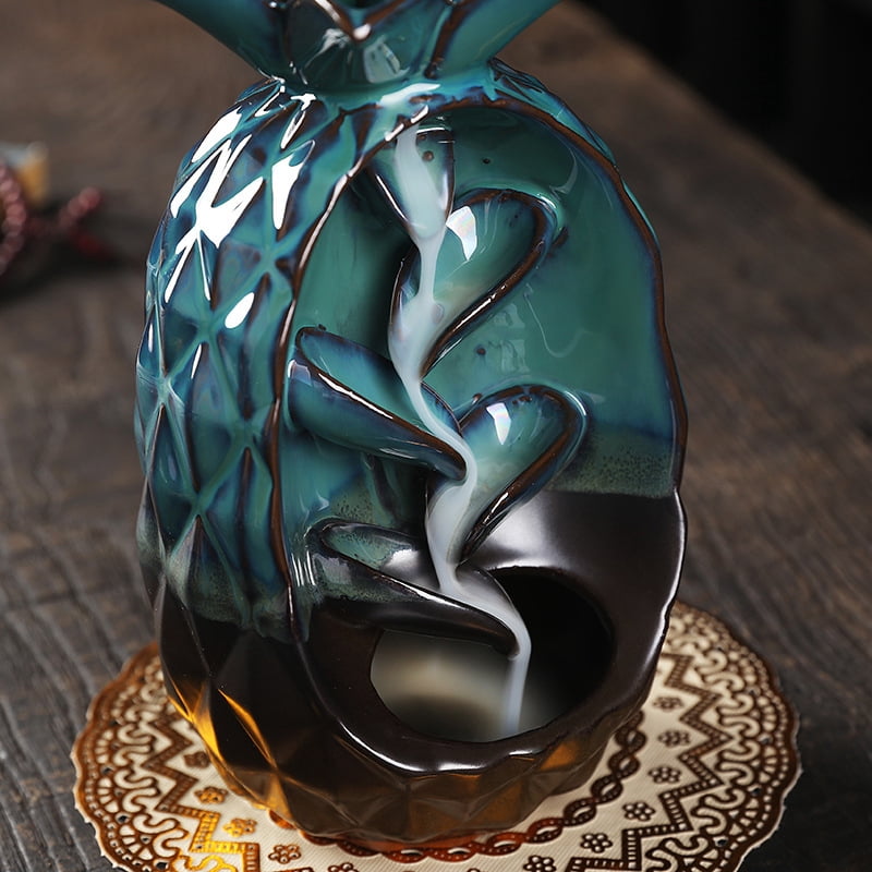 Ceramic Incense Burner, Waterfall Backflow Incense Holder, Aromatherapy Decor, Zen Decor, Home Decor, Room Decor (Teal)