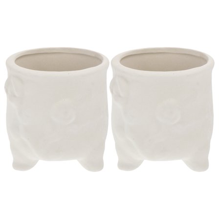 ifundom 2-Pack Ceramic White Paintable Pots for Home, Balcony, Garden Decoration and Indoor Plants