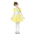 thumbnail image 3 of Loopsun Girls Princess Dress, Girls Sequin Star Sleeveless Crew Neck Sundress Puff Performance Dress Yellow, 7-8 Years, 3 of 5