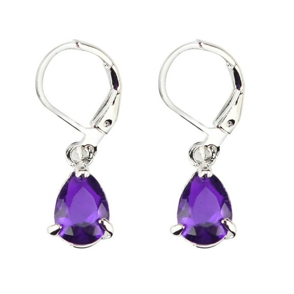 Yaman Earrings Charming 925 Silver Waterdrop Cut Amethyst Dangle Drop Earrings Wedding Jewelry other