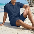 thumbnail image 4 of SOOMLON Mens Beach Outfits Sets Big and Tall Short Sleeve Collared Shirts Drawstring Shorts Lightweight Two Piece Sets, 4 of 8