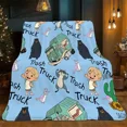 thumbnail image 5 of Soft Skin-Friendly 'Trash Truck' Flannel Blanket Adorable Animated Polyester  Warm Cozy for Sofas Beds Offices Camping Travel Gifts  All Seasons, 5 of 6