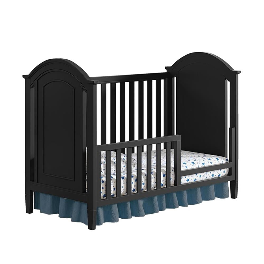 Pemberly Row Wood Transitional Fully Assembled Toddler Rail in Black