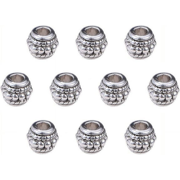 100pcs Bicone Spacers Beads Tibetan Antique Silver Large Hole Jewelry Spacers Charms for Jewelry Makings 8x6.5mm Hole: 3.5mm 1 Box