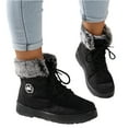 thumbnail image 2 of Women's Winter Boots Fur Lined Outdoor Anti-Slip Ankle Combat Boots Warm Lace Up Casual Booties Work Winter Shoes Women (Black,40), 2 of 9