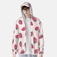 thumbnail image 4 of Balery Hand Drawn Strawberry Men's Women's UPF 50+ Sun Protection Lightweight Hoodie Performance Long Sleeve Shirt for Fishing Running-Large, 4 of 9