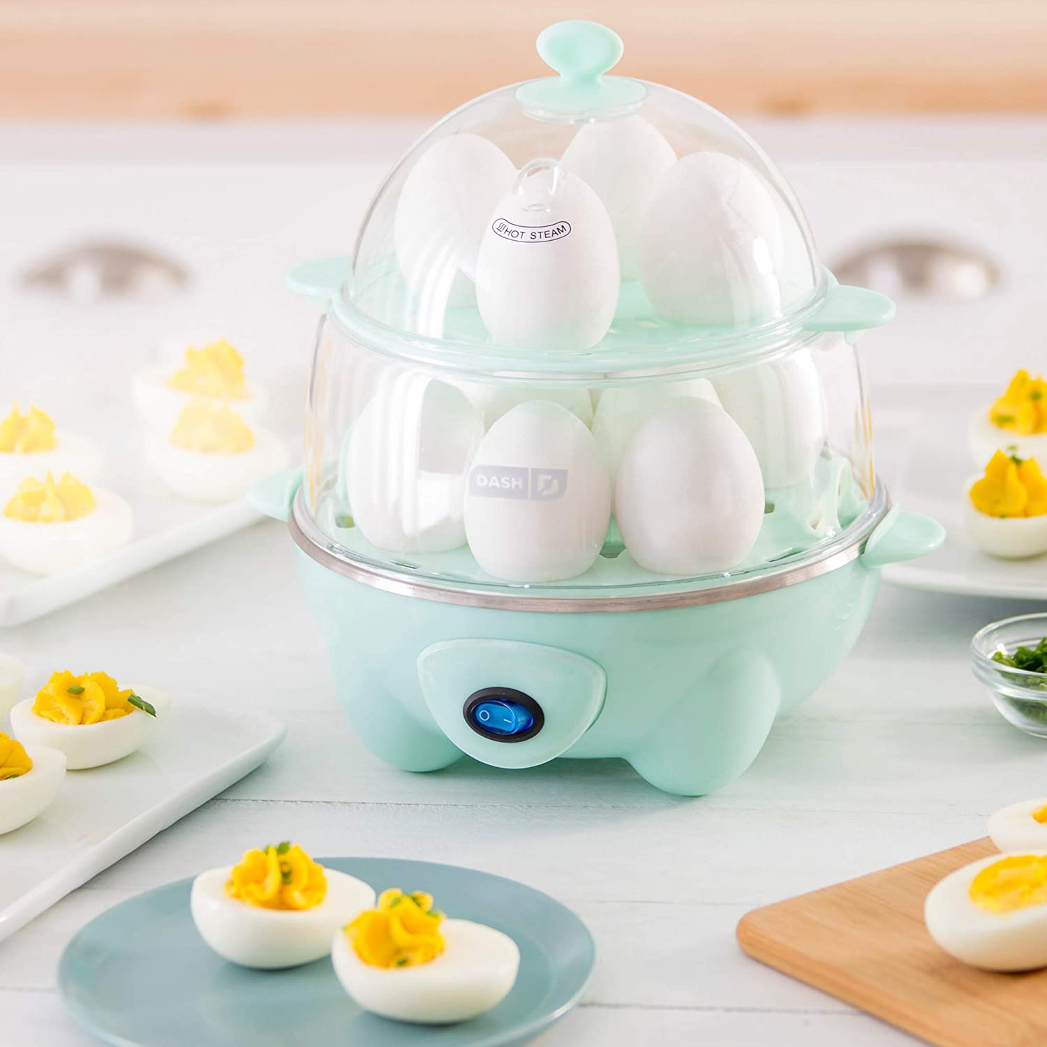 Safe Slice Mandoline & Deluxe Rapid Egg Cooker Set -  Electric 12-Capacity Steamer for Hard Boiled Poached Scrambled Omelets Vegetables Seafood Dumplings with Thickness Adjuster