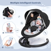 Baby Swing for Infant, Caveen Electric Bluetooth Music Bouncer Rocker with 5 Sway Modes, 3 Timing, Removable Cushion, Black