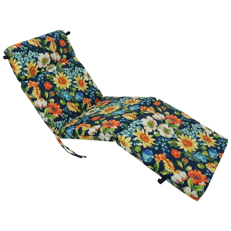 Blazing Needles 72 x 24 in. Patterned Polyester Outdoor Chaise Lounge Cushion Gregoire Chamomile Walmart