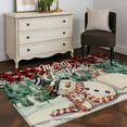 thumbnail image 5 of Red Plaid Snowman Christmas Area Rug 3x5 Washable Rug Non Slip Xmas Tree Rustic Snowflake Large Area Rug Indoor Floor Carpet for Entryway Bedroom Kitchen Living Room Home Office Dining Room Nursery, 5 of 8