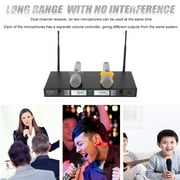 Dual Channel UHF Microphone System Portable 2 Handheld Mic Transmitter Wireless KTV Party Mic System US Plug