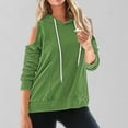 thumbnail image 2 of Wiyuqeen Trendy Cold Shoulder Sweatshirts for Women Dressy Casual Drawstring Hoodies Baggy Cut Out Pullover Tops Solid Long Sleeve Clothes Y2K, 2 of 6