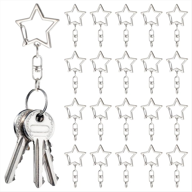 50 Llaveros con de Resorte en Forma de Estrella, con Hebilla de Cadena y Anilla Abierta, para Hacer Joyas y Llaveros.