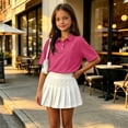 thumbnail image 6 of Domuza Kids Boys Polo Shirt Collared Short Sleeve Casual Button T Shirts Lightweight Comfy Quick Dry Workout Golf School Uniform-Hot Pink 3-4 Years, 6 of 6
