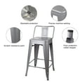thumbnail image 4 of Leejay Gray 24 inch Low Back Counter Height Metal Barstool,Set of 3, 4 of 5