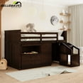 thumbnail image 2 of Bellemave Low Height Espresso Loft Bed Twin Size With Storage Steps, Desk and 5 Drawers for Teen, Wood Twin Size Loft Bed with Movable Storage Drawers and Stair, 2 of 13